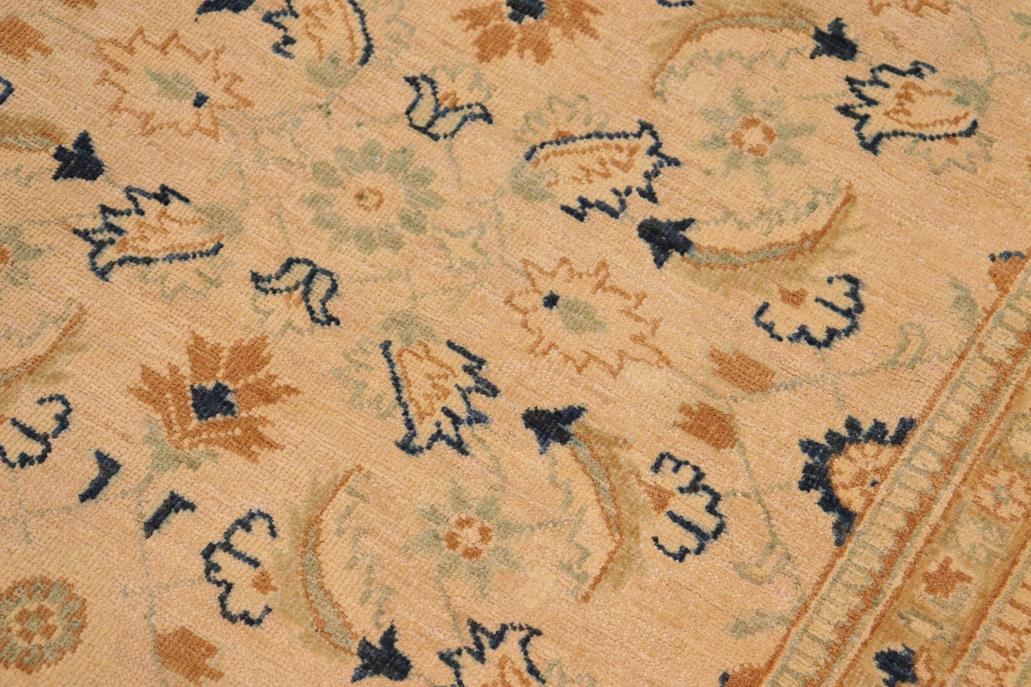 handmade Transitional Kafkaz Chobi Ziegler Tan Green Hand Knotted RECTANGLE 100% WOOL area rug 10 x 14