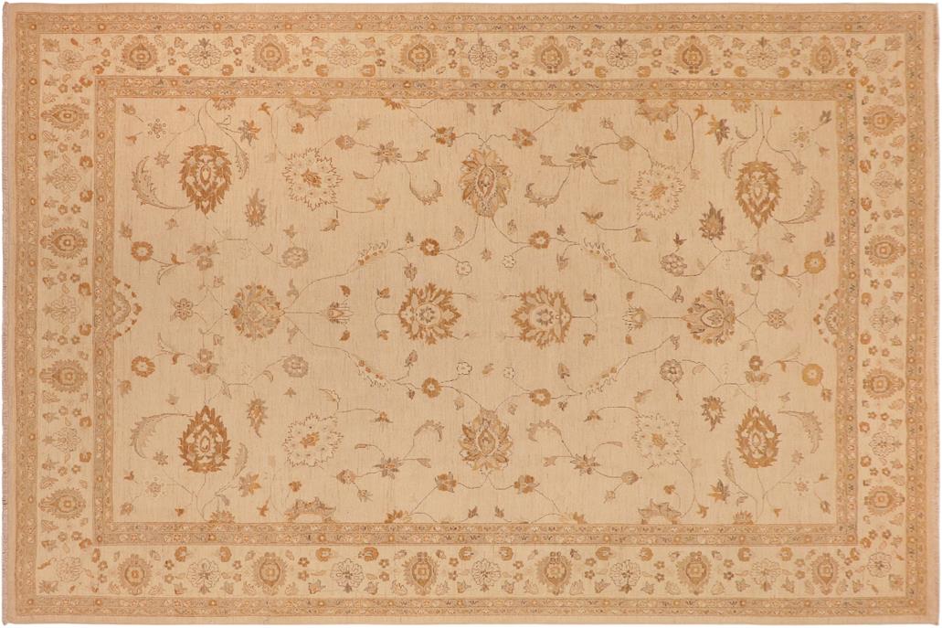 handmade Traditional Kafkaz Chobi Ziegler Tan Brown Hand Knotted RECTANGLE 100% WOOL area rug 10 x 14