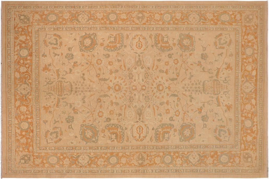 handmade Traditional Kafkaz Chobi Ziegler Tan Rust Hand Knotted RECTANGLE 100% WOOL area rug 10 x 13