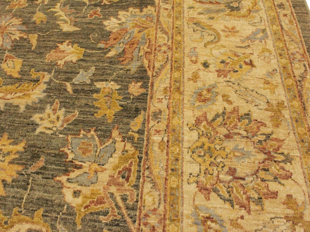 handmade Transitional Kafkaz Lt. Green Tan Hand Knotted RECTANGLE WOOL&SILK area rug 9x12