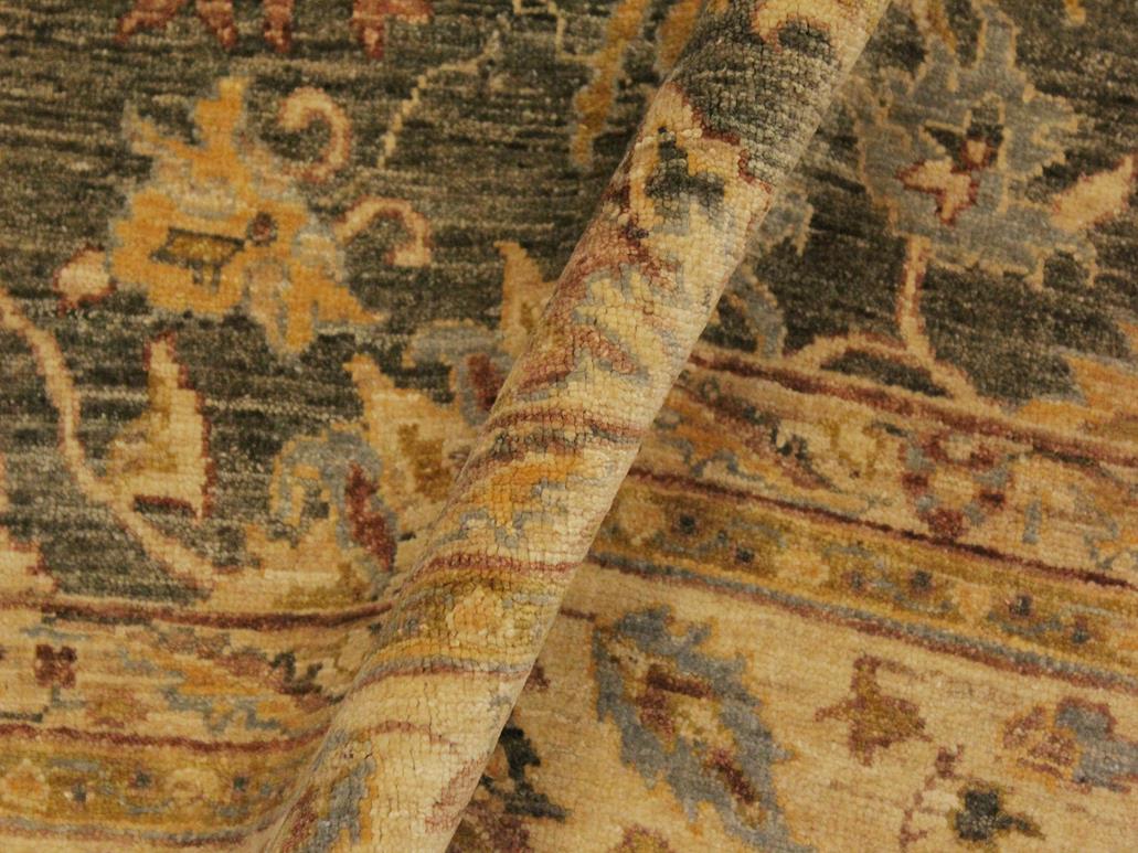 handmade Transitional Kafkaz Lt. Green Tan Hand Knotted RECTANGLE WOOL&SILK area rug 9x12