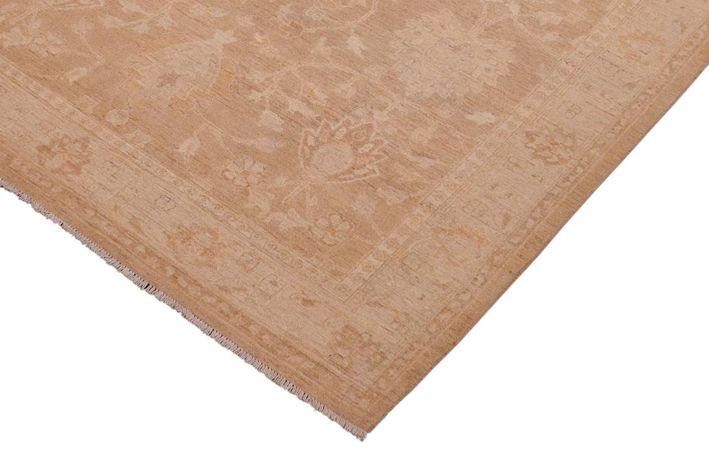 handmade Traditional Lahore Brown Tan Hand Knotted RECTANGLE 100% WOOL area rug 6 x 9