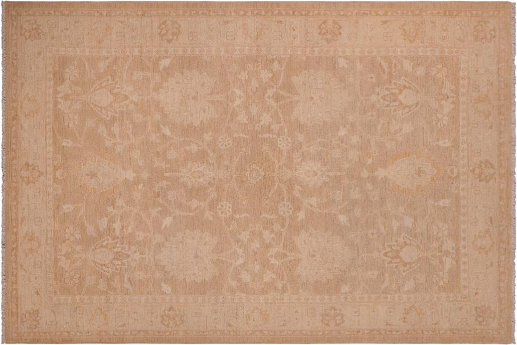 handmade Traditional Lahore Brown Tan Hand Knotted RECTANGLE 100% WOOL area rug 6 x 9