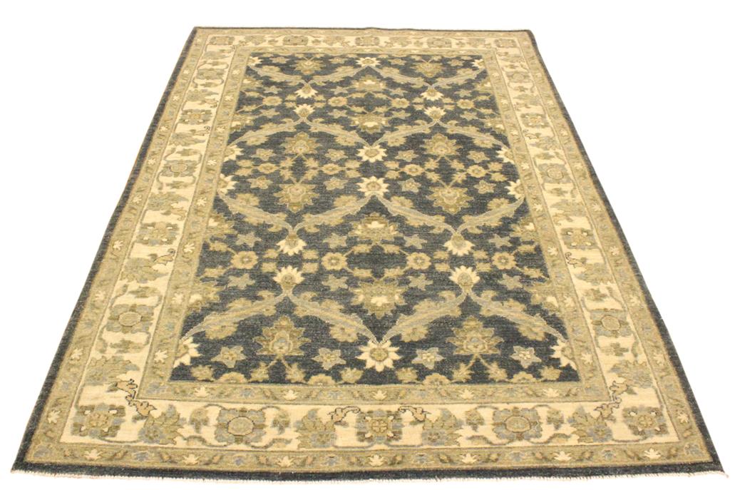 handmade Transitional Kafkaz Chobi Ziegler Charcoal Blue Hand Knotted RECTANGLE 100% WOOL area rug 4 x 6
