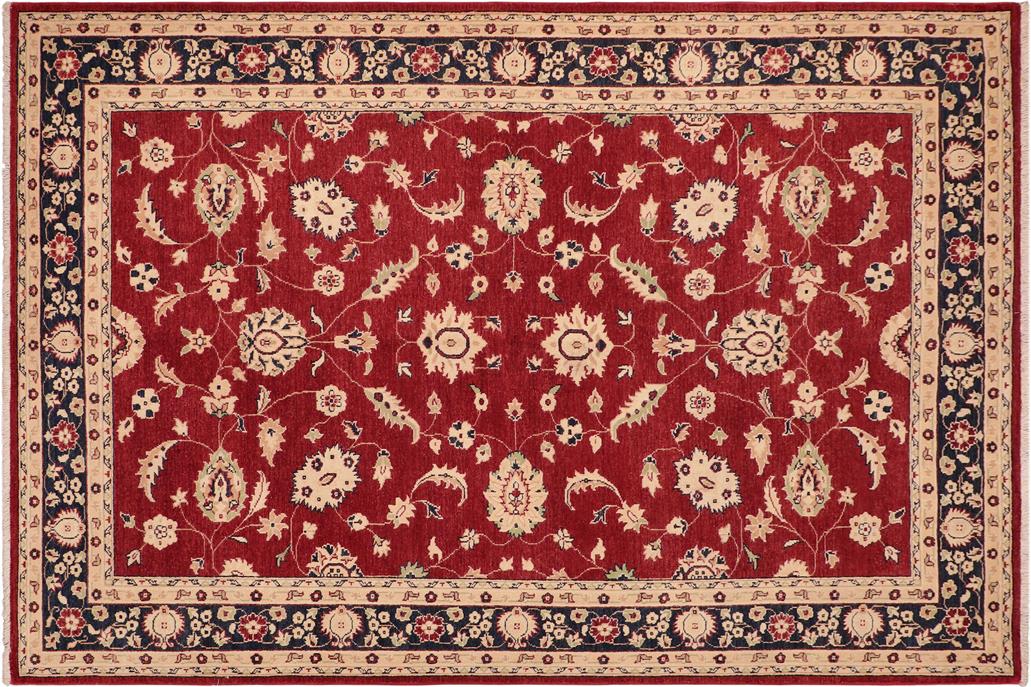 handmade Traditional Kafkaz Chobi Ziegler Red Blue Hand Knotted RECTANGLE 100% WOOL area rug 6 x 9