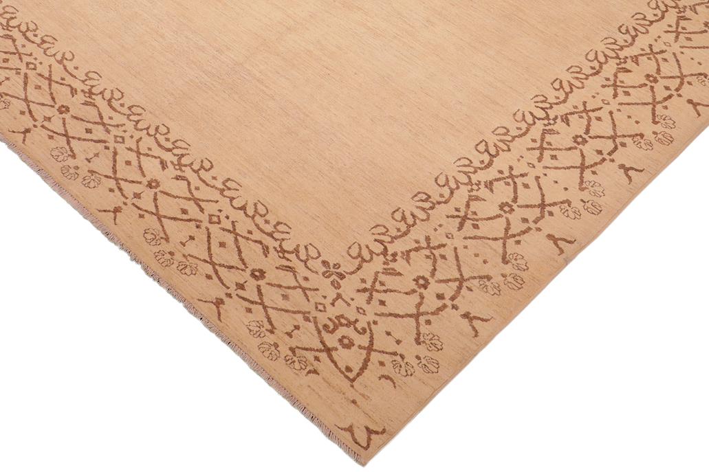 Handmade Kafakz Chobi Ziegler Modern Contemporary Tan Brown Hand Knotted Rectangel Hand Knotted 100% Vegetable Dyed wool area rug 6 x 9