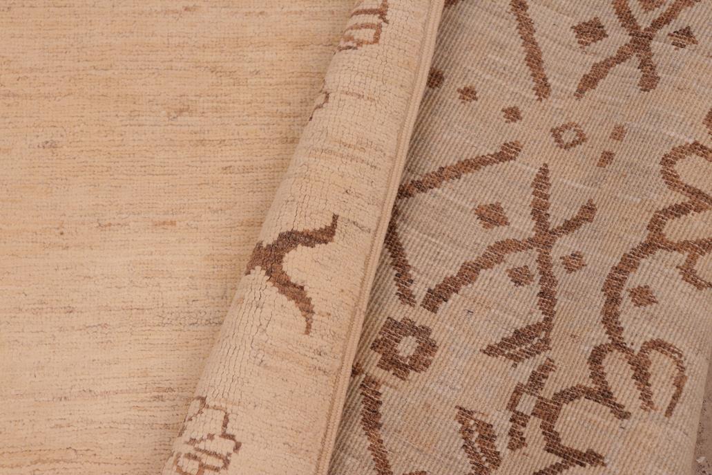 Handmade Kafakz Chobi Ziegler Modern Contemporary Tan Brown Hand Knotted Rectangel Hand Knotted 100% Vegetable Dyed wool area rug 6 x 9