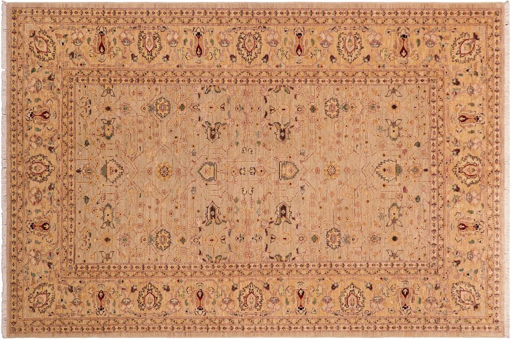 handmade Traditional Kafkaz Chobi Ziegler Gray Gold Hand Knotted RECTANGLE 100% WOOL area rug 6 x 9
