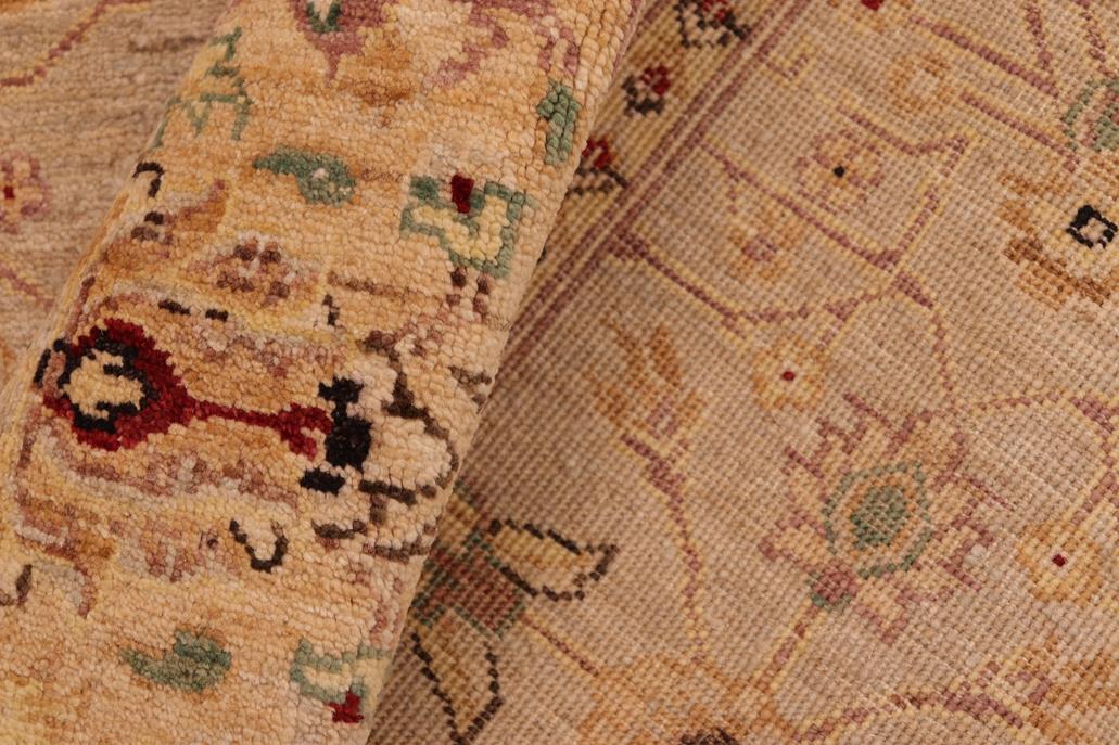 handmade Traditional Kafkaz Chobi Ziegler Gray Gold Hand Knotted RECTANGLE 100% WOOL area rug 6 x 9