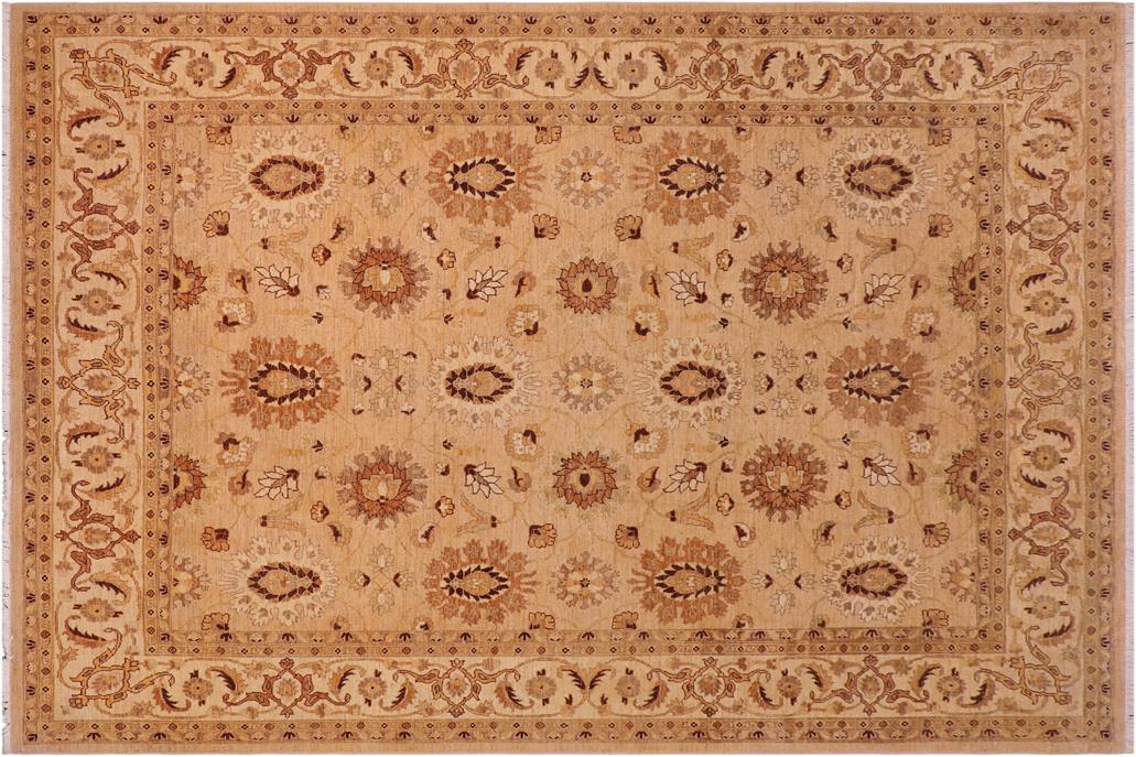 handmade Traditional Kafkaz Chobi Ziegler Tan Beige Hand Knotted RECTANGLE 100% WOOL area rug 8 x 10