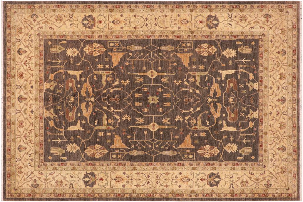 handmade Traditional Kafkaz Chobi Ziegler Brown Beige Hand Knotted RECTANGLE 100% WOOL area rug 8 x 10