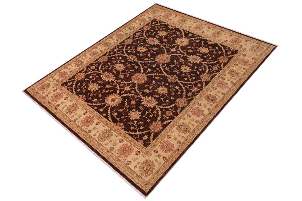 handmade Transitional Kafkaz Chobi Ziegler Brown Beige Hand Knotted RECTANGLE 100% WOOL area rug 8 x 9