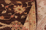 handmade Transitional Kafkaz Chobi Ziegler Brown Beige Hand Knotted RECTANGLE 100% WOOL area rug 8 x 9