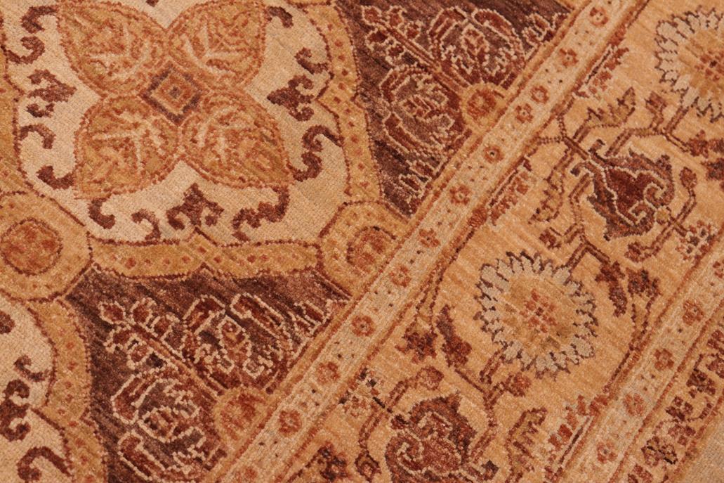 handmade Transitional Kafkaz Chobi Ziegler Brown Gold Hand Knotted RECTANGLE 100% WOOL area rug 6 x 8