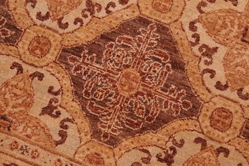handmade Transitional Kafkaz Chobi Ziegler Brown Gold Hand Knotted RECTANGLE 100% WOOL area rug 6 x 8