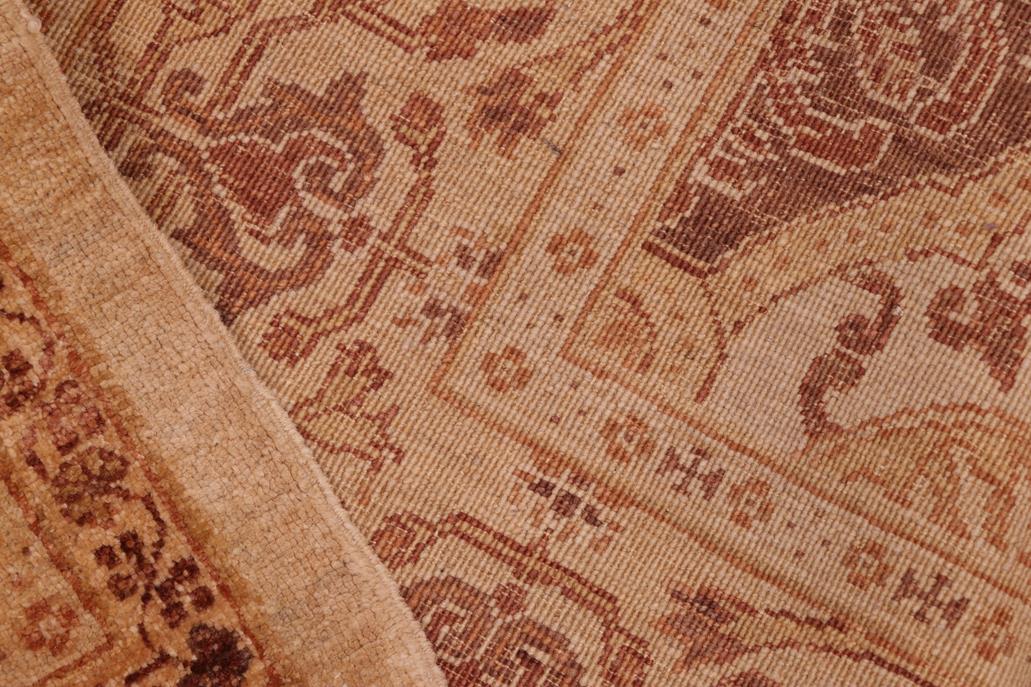 handmade Transitional Kafkaz Chobi Ziegler Brown Gold Hand Knotted RECTANGLE 100% WOOL area rug 6 x 8
