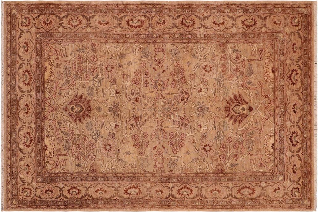 handmade Traditional Kafkaz Chobi Ziegler Tan Gray Hand Knotted RECTANGLE 100% WOOL area rug 6 x 9