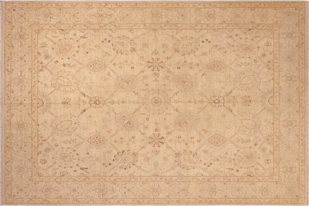 handmade Traditional Lahore Beige Blue Hand Knotted RECTANGLE 100% WOOL area rug 8 x 10
