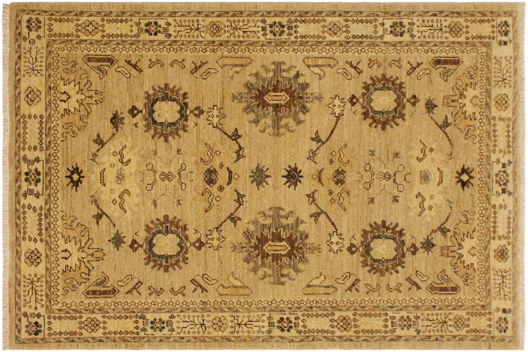 handmade Traditional Kafkaz Chobi Ziegler Tan Lt. Brown Hand Knotted RECTANGLE 100% WOOL area rug 4 x 6