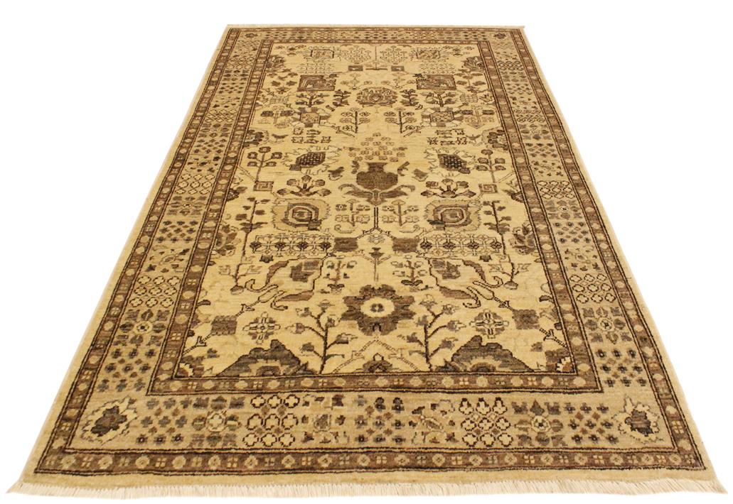 handmade Traditional Kafkaz Chobi Ziegler Tan Lt. Brown Hand Knotted RECTANGLE 100% WOOL area rug 4 x 6