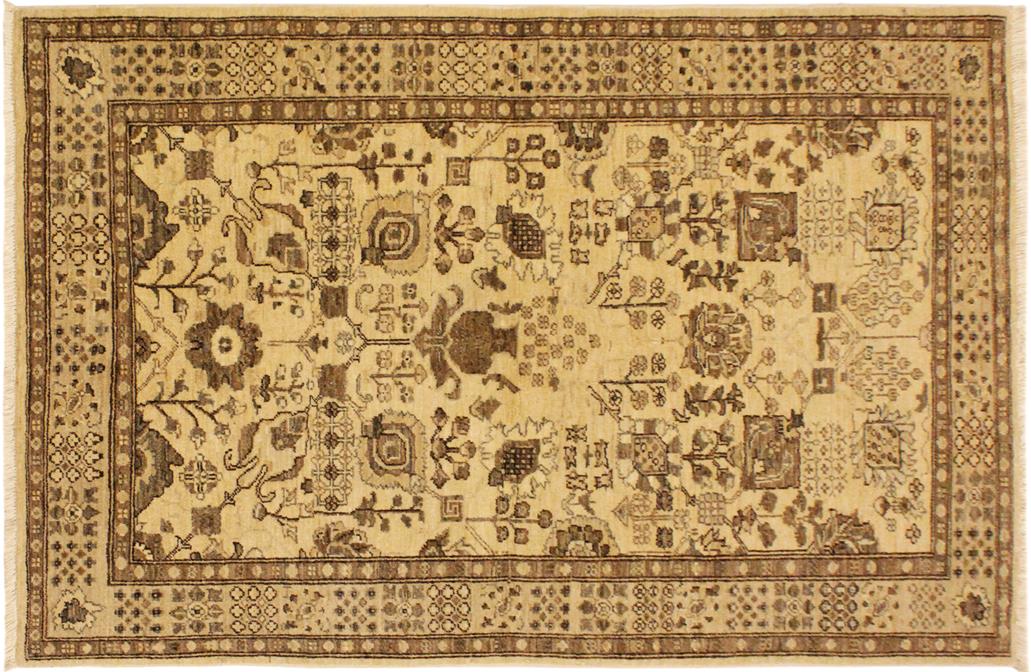 handmade Traditional Kafkaz Chobi Ziegler Tan Lt. Brown Hand Knotted RECTANGLE 100% WOOL area rug 4 x 6