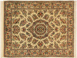 handmade Traditional Sarook Beige Pink Hand Knotted RECTANGLE 100% WOOL area rug 4x6