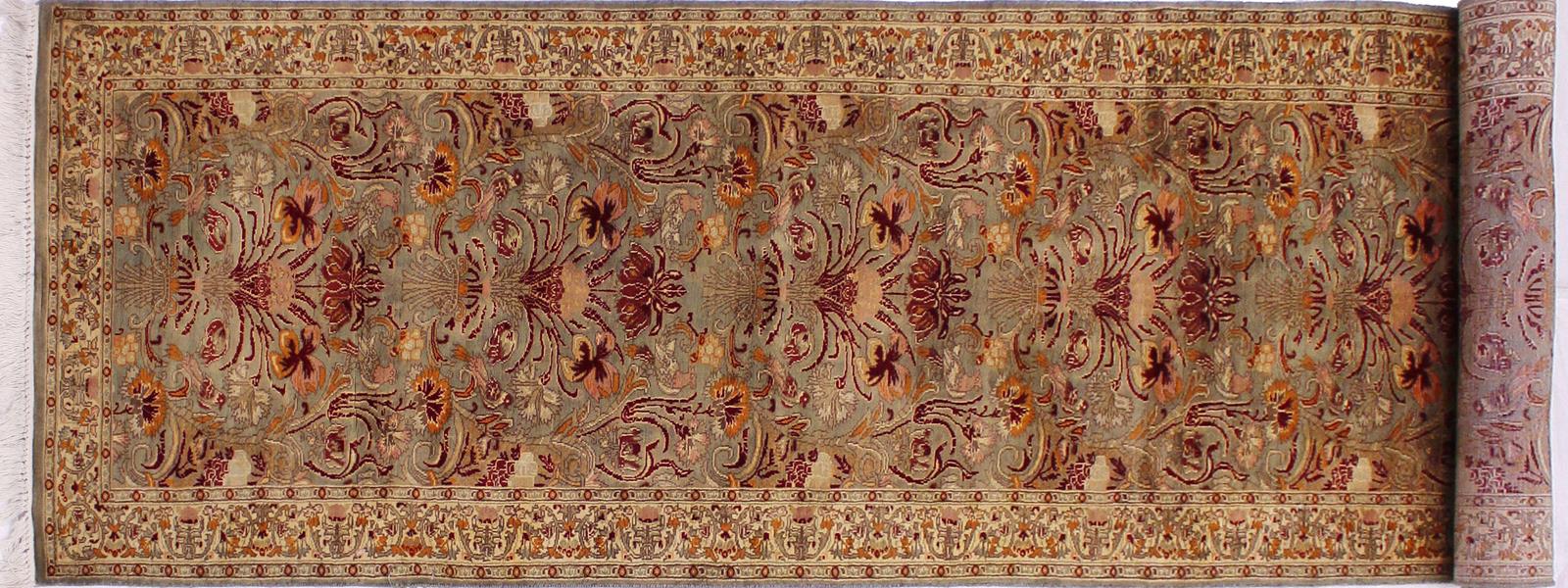 handmade Traditional Sayra Gray Beige Hand Knotted RUNNER 100% WOOL area rug 3x10