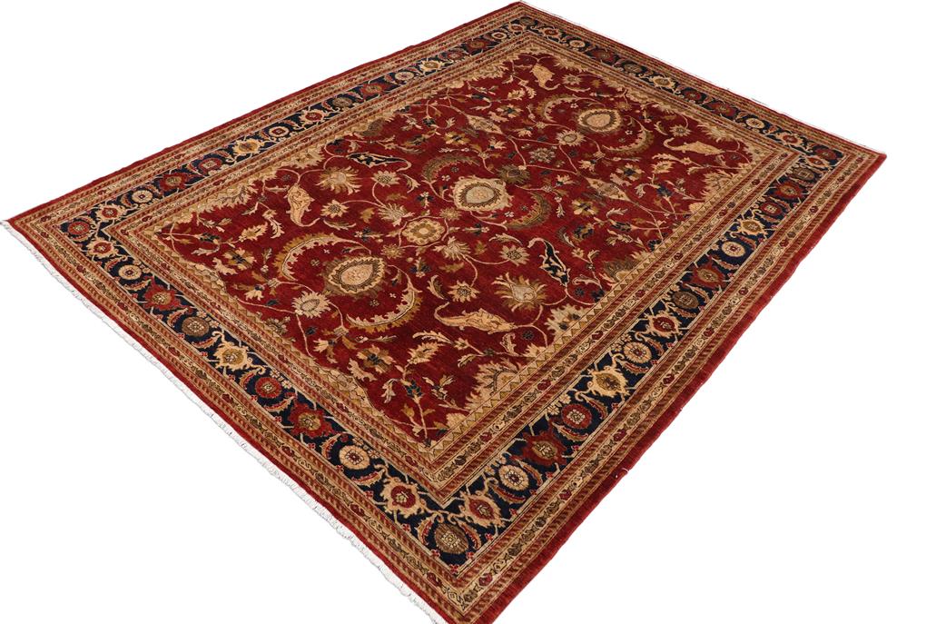 handmade Traditional Kafkaz Chobi Ziegler Rust Blue Hand Knotted RECTANGLE 100% WOOL area rug 9 x 12