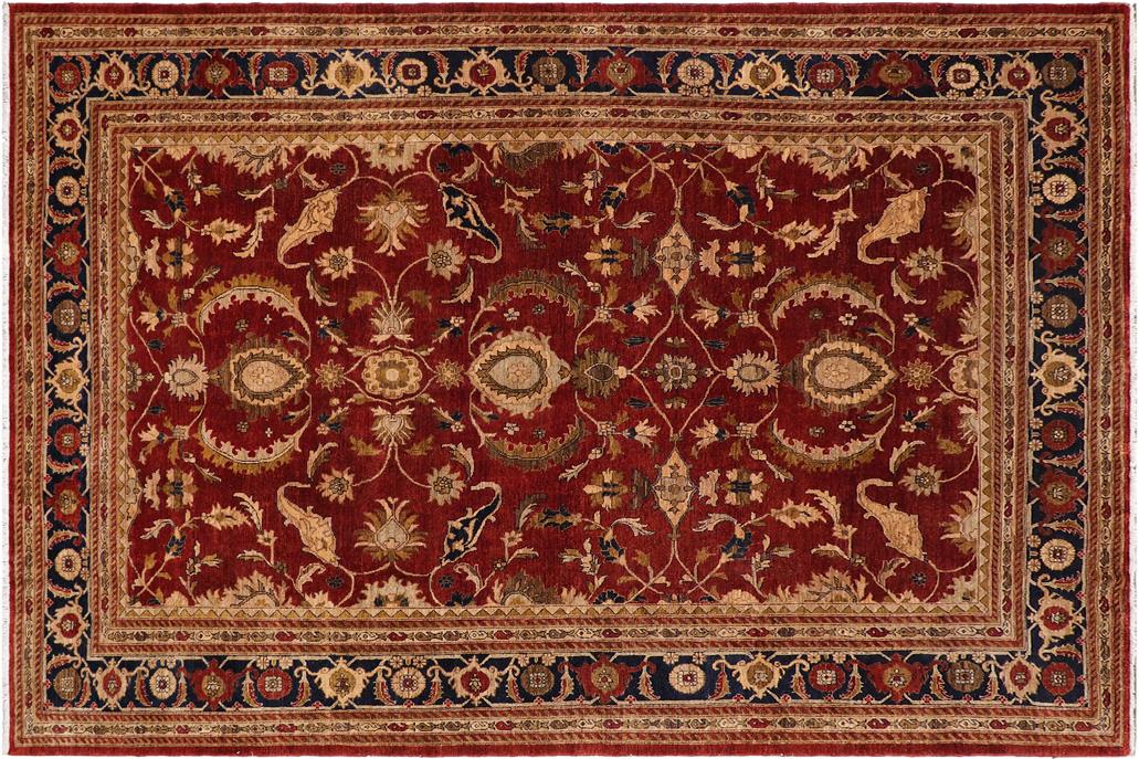 handmade Traditional Kafkaz Chobi Ziegler Rust Blue Hand Knotted RECTANGLE 100% WOOL area rug 9 x 12
