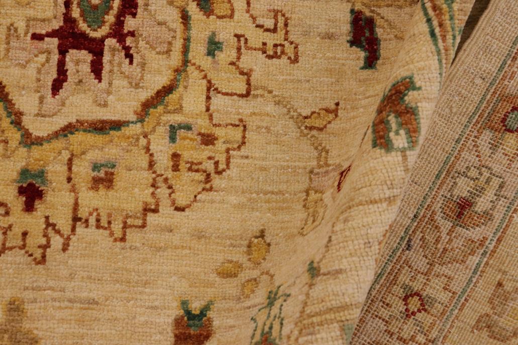 handmade Traditional Kafkaz Chobi Ziegler Beige Gold Hand Knotted RECTANGLE 100% WOOL area rug 9 x 12