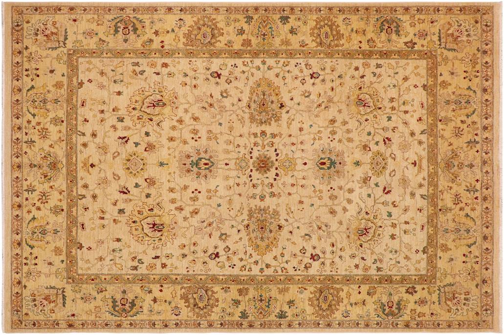 handmade Traditional Kafkaz Chobi Ziegler Beige Gold Hand Knotted RECTANGLE 100% WOOL area rug 9 x 12