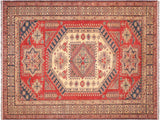 Bohemian Super Kazak Herman Rust/Tan Wool Rug - 6'11'' x 9'3''