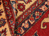 handmade Geometric Super Kazak Red Tan Hand Knotted RECTANGLE 100% WOOL area rug 8x11