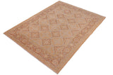 handmade Transitional Kafkaz Chobi Ziegler Tan Brown Hand Knotted RECTANGLE 100% WOOL area rug 6 x 9