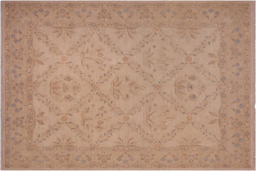 handmade Transitional Kafkaz Chobi Ziegler Ivory Beige Hand Knotted RECTANGLE 100% WOOL area rug 8 x 10