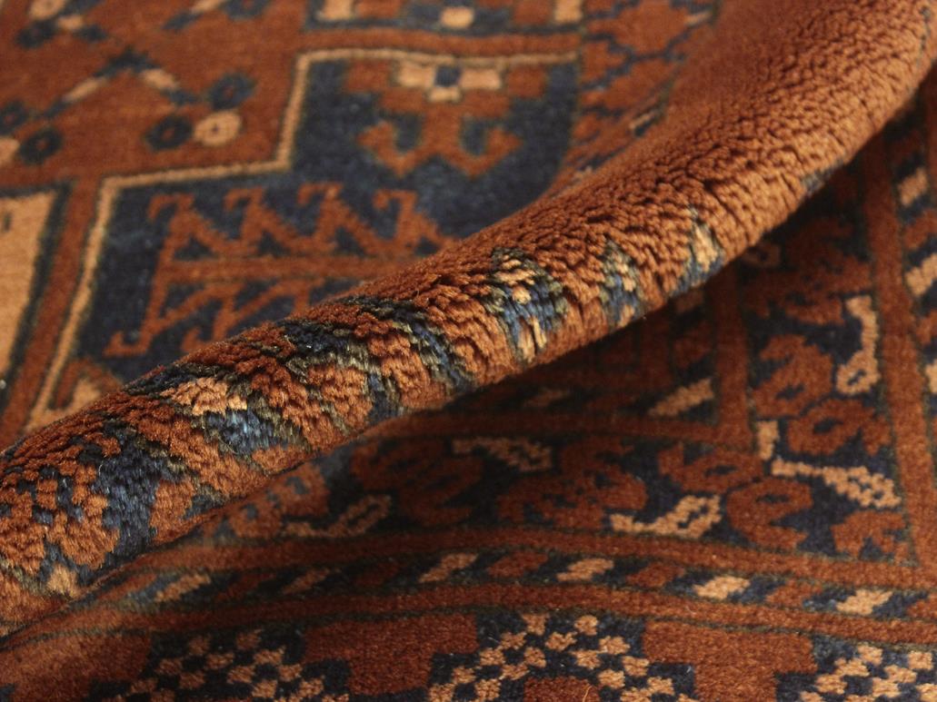 handmade Geometric Kargahi Rust Blue Hand Knotted RECTANGLE 100% WOOL area rug 7x10