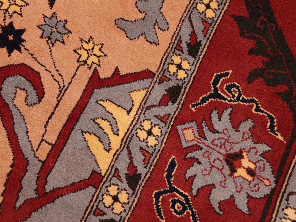 handmade Geometric Kargahi Tan Red Hand Knotted RECTANGLE 100% WOOL area rug 7x9