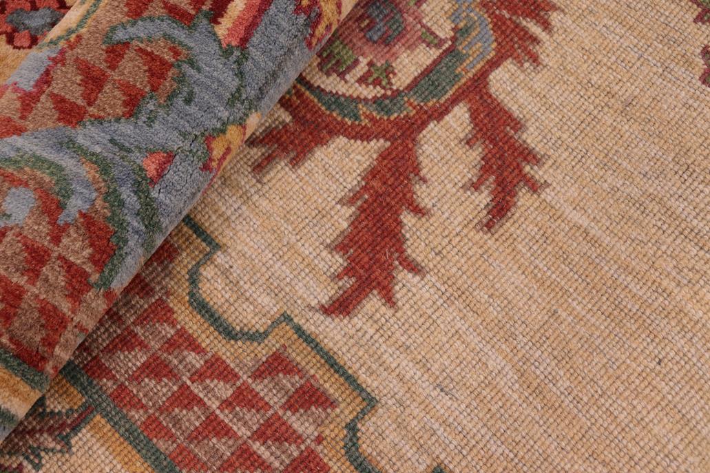 handmade Geometric Kafkaz Chobi Ziegler Beige Rust Hand Knotted RECTANGLE 100% WOOL area rug 6 x 9