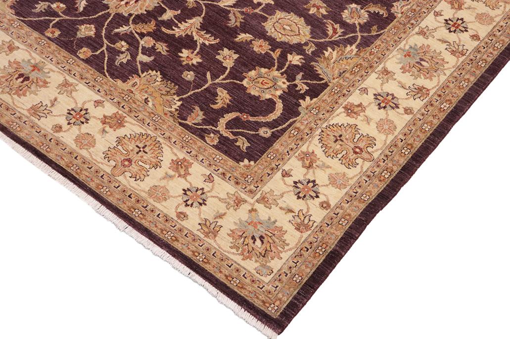 handmade Traditional Kafkaz Chobi Ziegler Purple Beige Hand Knotted RECTANGLE 100% WOOL area rug 9 x 12