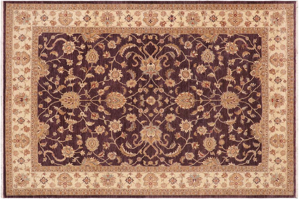 handmade Traditional Kafkaz Chobi Ziegler Purple Beige Hand Knotted RECTANGLE 100% WOOL area rug 9 x 12