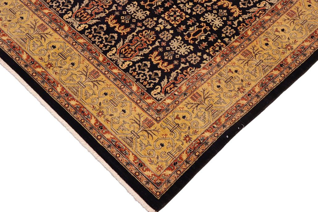 handmade Transitional Kafkaz Chobi Ziegler Blue Gold Hand Knotted RECTANGLE 100% WOOL area rug 9 x 12