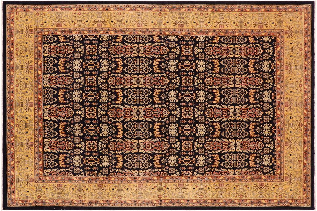 handmade Transitional Kafkaz Chobi Ziegler Blue Gold Hand Knotted RECTANGLE 100% WOOL area rug 9 x 12