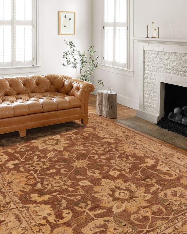 handmade Traditional Kafkaz Chobi Ziegler Brown Beige Hand Knotted RECTANGLE 100% WOOL area rug 8 x 11