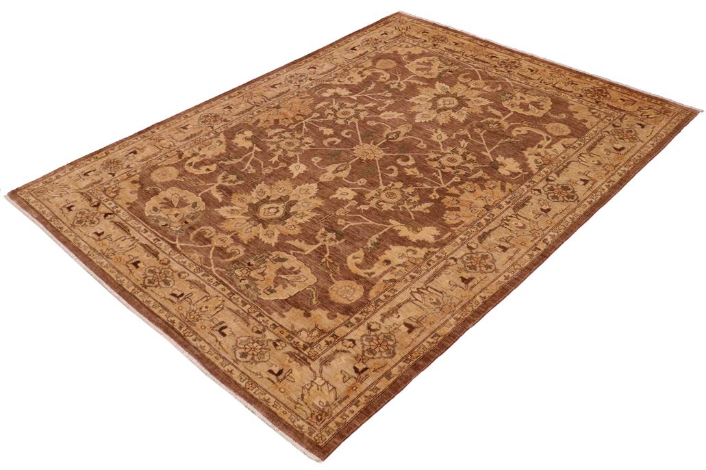 handmade Traditional Kafkaz Chobi Ziegler Brown Beige Hand Knotted RECTANGLE 100% WOOL area rug 8 x 11