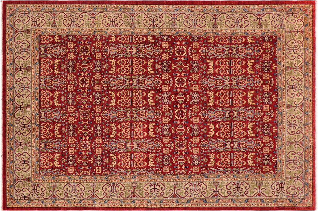 handmade Transitional Kafkaz Chobi Ziegler Red Lt. Green Hand Knotted RECTANGLE 100% WOOL area rug 9 x 12