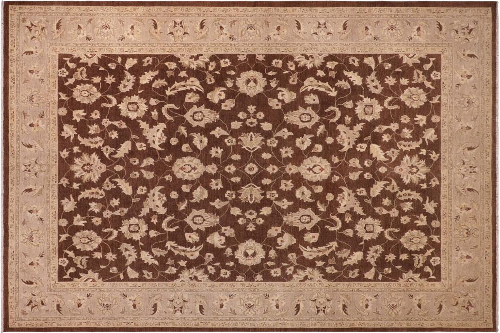 handmade Traditional Kafkaz Chobi Ziegler Brown Lt. Gray Hand Knotted RECTANGLE 100% WOOL area rug 9 x 12