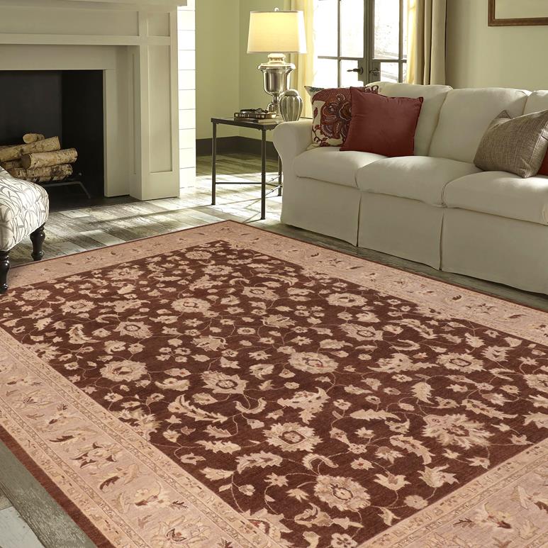 handmade Traditional Kafkaz Chobi Ziegler Brown Lt. Gray Hand Knotted RECTANGLE 100% WOOL area rug 9 x 12