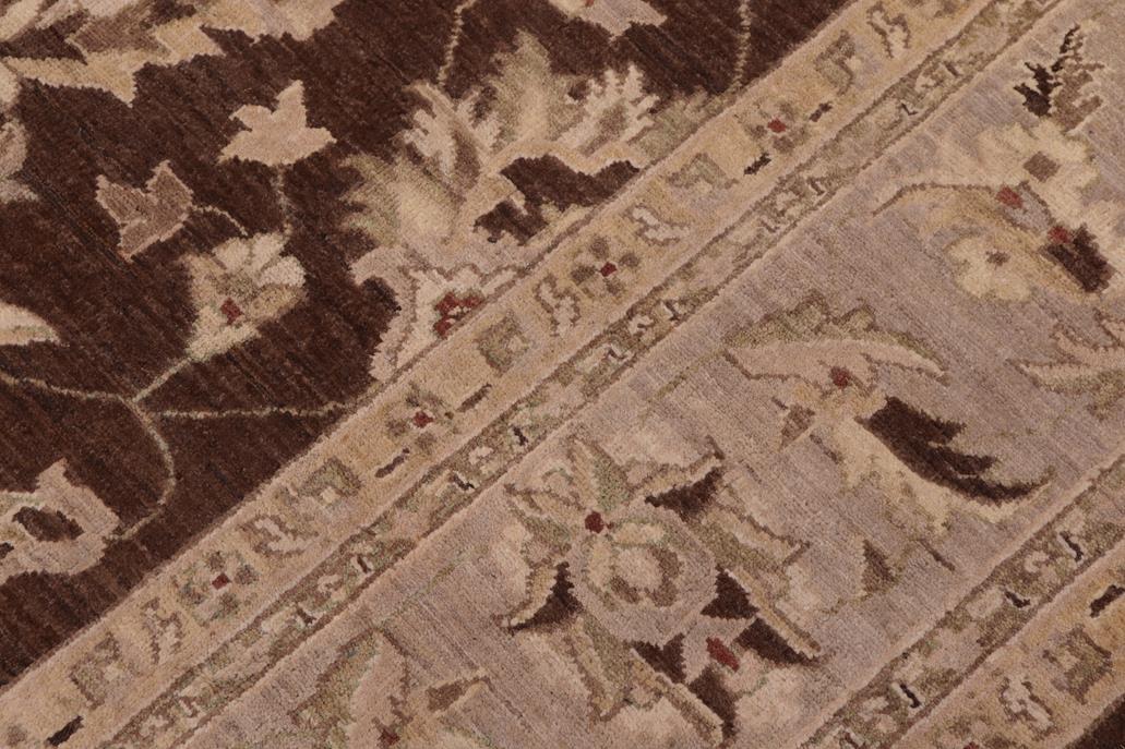 handmade Traditional Kafkaz Chobi Ziegler Brown Lt. Gray Hand Knotted RECTANGLE 100% WOOL area rug 9 x 12