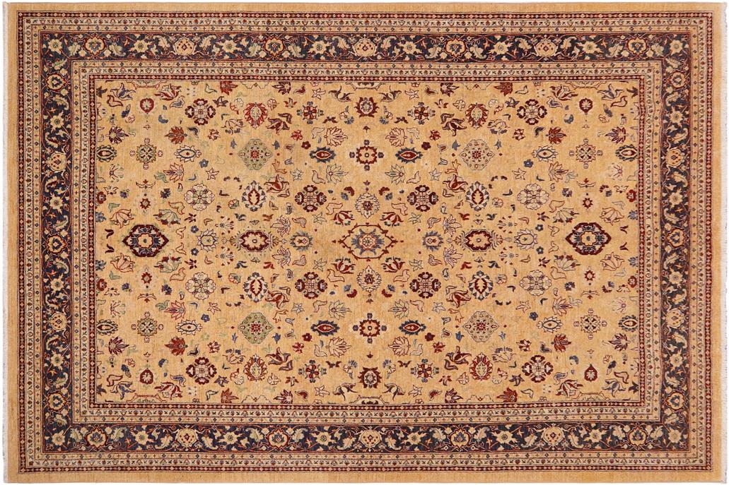 handmade Traditional Kafkaz Chobi Ziegler Beige Blue Hand Knotted RECTANGLE 100% WOOL area rug 9 x 12