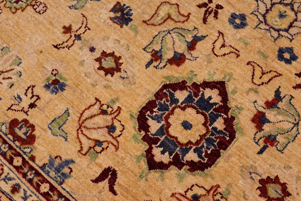 handmade Traditional Kafkaz Chobi Ziegler Beige Blue Hand Knotted RECTANGLE 100% WOOL area rug 9 x 12